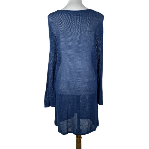 Chicos Open Knit Sweater Tunic Blue Sz. 3 (XL) Cover Up - Picture 2 of 9